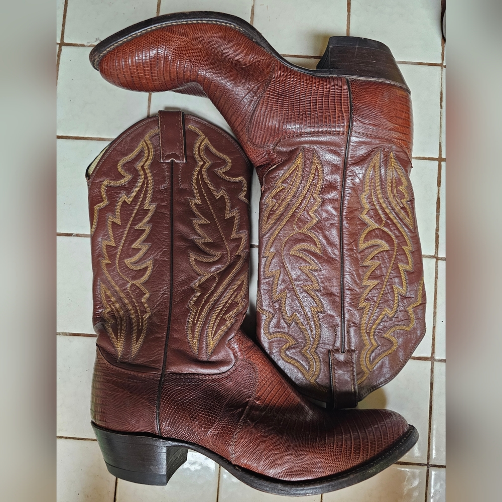 Justins Reposados 12" western lizard boots